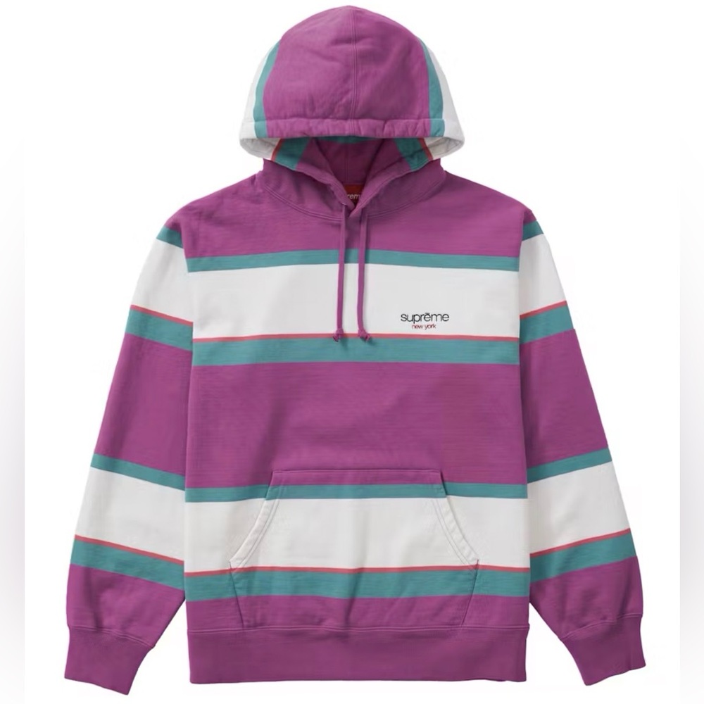 Supreme Striped Hooded Sweatshirt Dusty Magenta